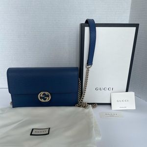 Authentic Gucci Crossbody Bag With Chain Strap